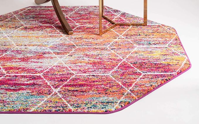 Unique Loom Trellis Frieze Collection Area Rug - Geometric (5' Octagon, Multi/ Black)