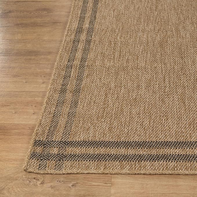 Luul Home Easy Jute Rugs 10x14 Bordered Natural Color Living Room Indoor Outdoor Area Rug for Patio and Kitchen Rug High Traffic Washable Easy to Clean Solid Boho Woven Design Outside Carpet (10 x 14)
