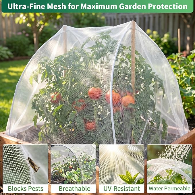 HOOPLE Garden Netting, 4 FT x 10 FT Ultra-Fine Mesh Plant Cover, Bug Netting for Garden, Insect Pest Barrier Row Cover for Vegetables, Fruits & Flowers, Lightweight Breathable Garden Mesh