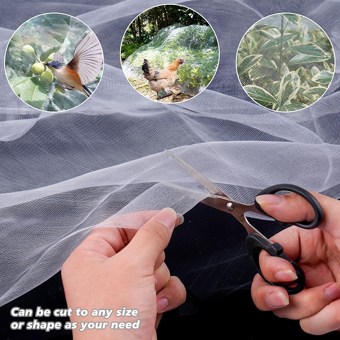 Garden Netting Mosquito Insect Birds Animals Barrier Protection Net Ultra Fine Garden Mesh Netting Plant Covers for Vegetable Plants Fruits Flowers Trees Greenhouse Row Cover(10×50 Ft)