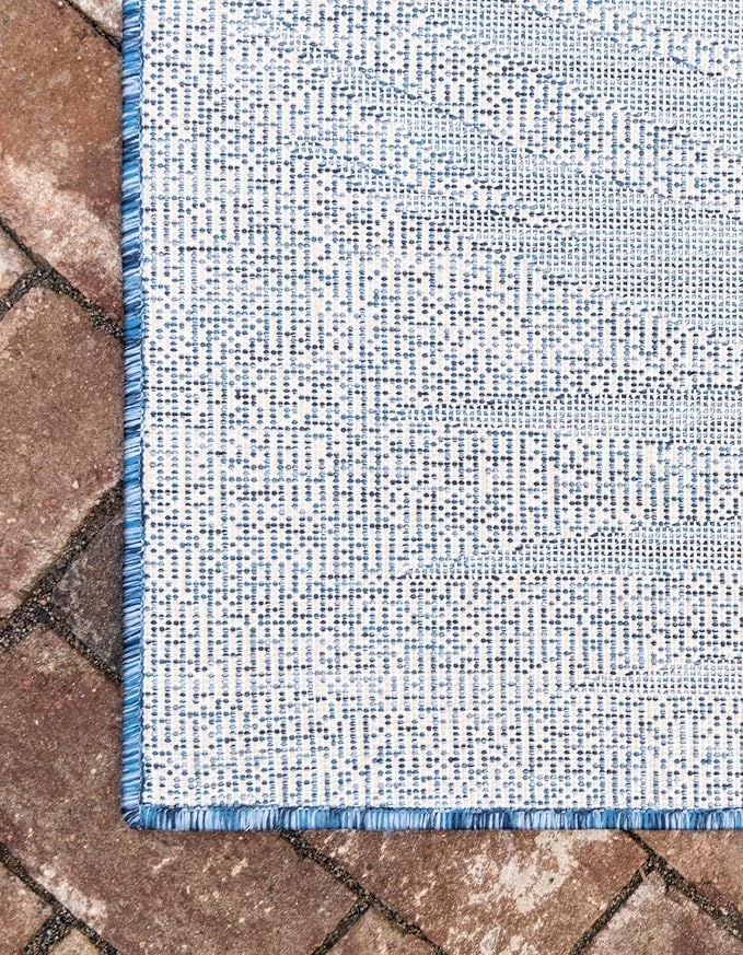 Unique Loom Outdoor Botanical Collection Area Rug - Palm (2' x 6' 1" Runner, Blue/ Navy Blue)