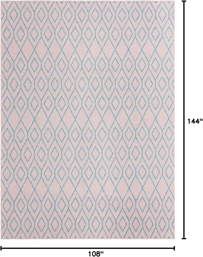 Jill Zarin Outdoor Collection Area Rug - Turks and Caicos (9' x 12' Rectangle Pink and Aqua/Light Blue)