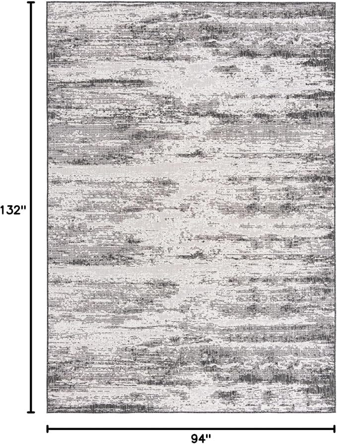 Unique Loom Outdoor Modern Collection Area Rug - Cartago (7' 10" x 11' Rectangle, Charcoal/ Ivory)