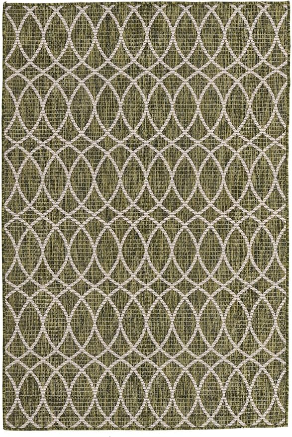 Unique Loom Outdoor Trellis Collection Area Rug - Gitter (4' 1" x 6' 1" Rectangle, Green/ Ivory)