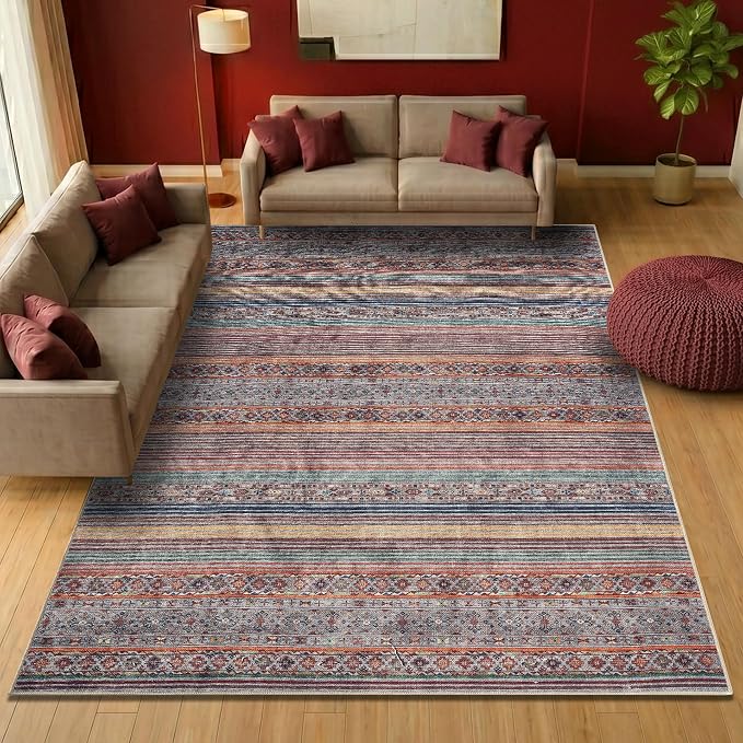 Keen Home Design 10x14 Rug - Machine Washable Area Rug with Non-Slip Backing, Ideal for Living Room, Dining Room, Bedroom - Vintage, Easy Clean, Durable, Low Pile Rug - (9'7" x 14')