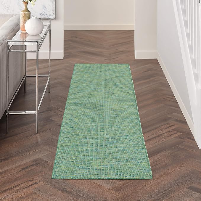 Nourison Home Positano Blue Green 2'2" x 8' Area Rug - Easy Clean, Non Shedding, Bed Room, Living Room, Dining Room, Kitchen (8' Runner)