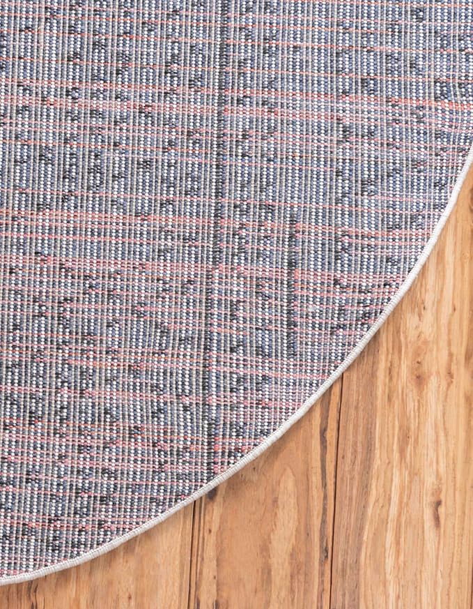 Unique Loom Morocco Collection Abstract Border, Diamond, Bohemian Area Rug (7' 0 x 7' 0 Round, Ivory/Black)