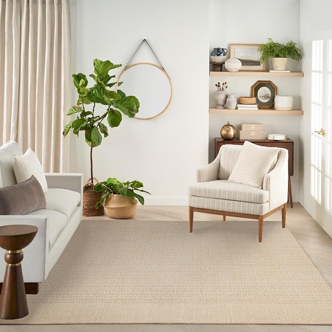 Nourison Home Tulum Cream 9' x 12' Area Rug - Easy Clean, Non Shedding, Bed Room, Living Room, Dining Room, Kitchen (9' x 12')