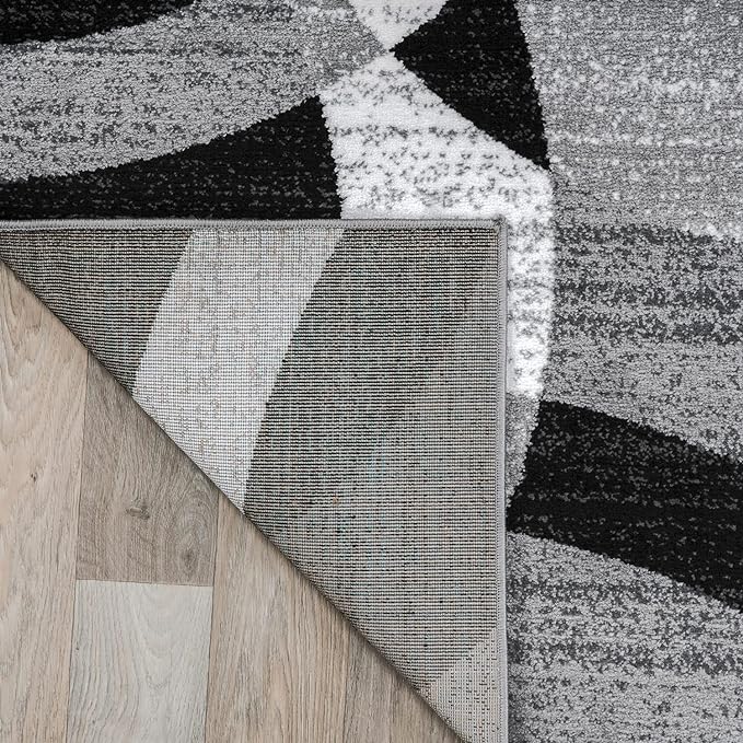 Rugshop Abstract Circles Modern Geometric Runner Rug Gray 2' x 10' | Non-Shedding, High Traffic, Runner, Size 2' x 10', Living Room, Bedroom, Dining Room, Home Office, Kitchen, Entryway, Hallway