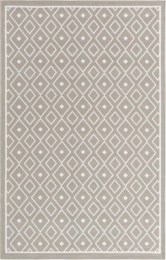 Unique Loom Outdoor Trellis Collection Area Rug - Kafes (5' 3" x 8' Rectangle, Gray/ Ivory)