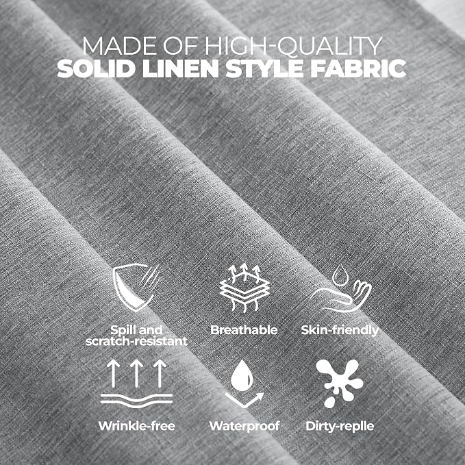 Decorelia Faux Linen Square Tablecloth for Dining Room,Waterproof Texture Decorative Farmhouse Rustic Table Cloth for Indoor Outdoor Party Holiday Banquet Picnics Patio 52 x 52 Inch (Square),Cool Grey