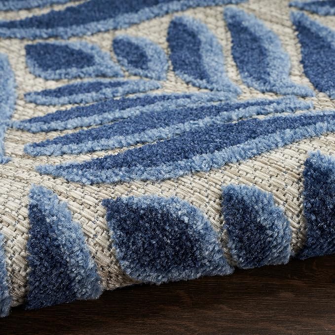 Nourison Home Aloha Blue 7'10" x Round Area Rug - Easy Clean, Non Shedding, Bed Room, Living Room, Dining Room, Kitchen (8' x Round)