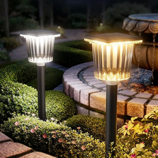 Super Bright Solar Powered Outdoor Lights 4 Pack,Adjustable Warm&Cool White,Waterproof IP65 Solar Garden Decorations Landscape Lighting Outside for Front Yard/Patio/Walkway/Driveway/Lawn/Pathway Light