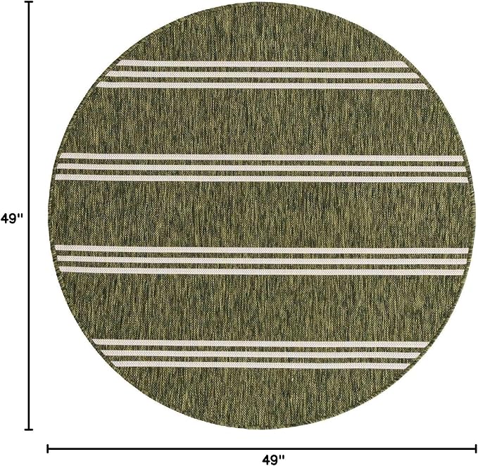 Unique Loom Jill Zarin Outdoor Collection Area Rug - Anguilla (4' 1' Round, Green/ Ivory)
