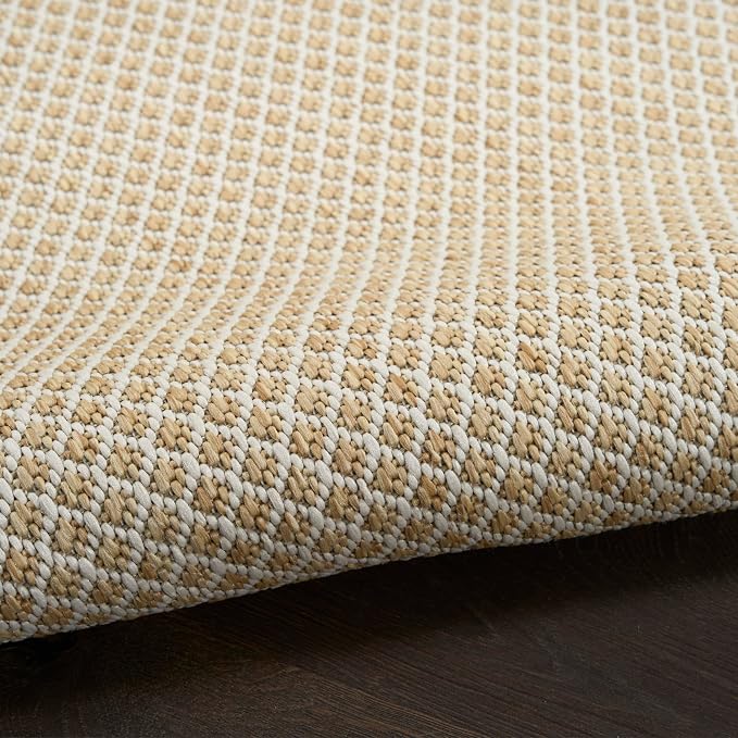 Nourison Home Courtyard Natural 10' x 14' Area Rug - Easy Clean, Non Shedding, Bed Room, Living Room, Dining Room, Kitchen (10' x 14')