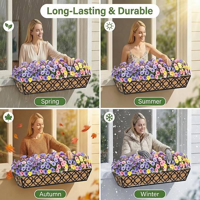 Y&M Deck Railing Planter Boxes 30 Inch 4 Pack, Adjustable Balcony Planter for Outdoor Plants, Metal Railing Planter Box for Deck, Fence and Porch, Window Boxes Outdoor, Sturdy Hanging Planter