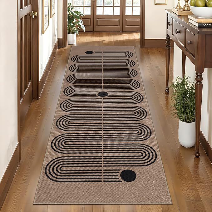 Tangsoo Easy Jute 2x6 Washable Runner Rug for Hallways,Non-Slip Thin Brown Outdoor Rug Runner,Modern Farmhouse Floor Carpet Runner for Kitchen Laundry Bedroom Living Room Entryway