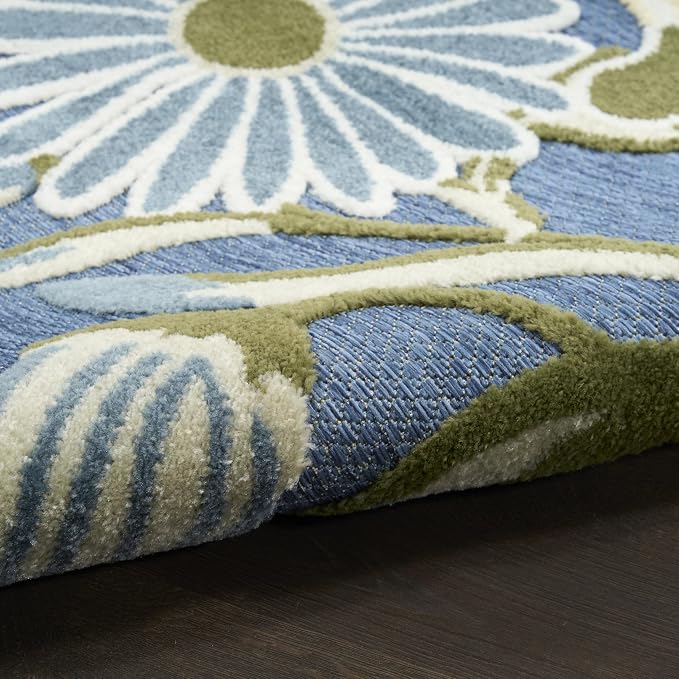 Nourison Home Aloha Blue Sage 2'8" x 4' Area Rug - Easy Clean, Non Shedding, Bed Room, Living Room, Dining Room, Kitchen (3' x 4')