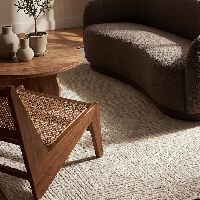 nuLOOM Kerry Cream Geometric Power Loomed Area Rug, 10' x 14' | Nuloom Kerry Geometric 10' x 14' Area Rug for Living Room Bedroom Dining Room, Cream