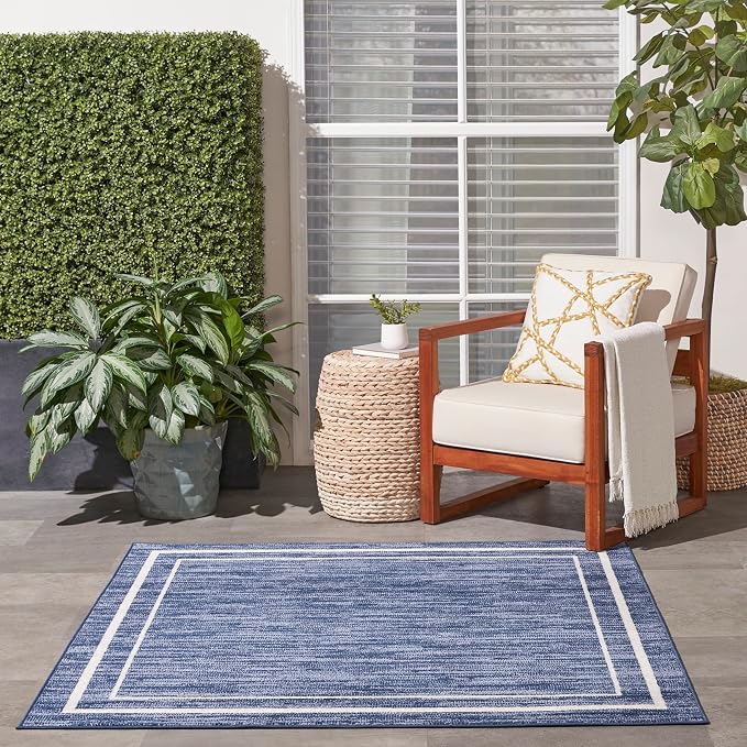 Nourison Home Nourison Essentials Navy/Ivory 5' x Square Area Rug - Easy Clean, Non Shedding, Bed Room, Living Room, Dining Room, Kitchen (5' x Square)