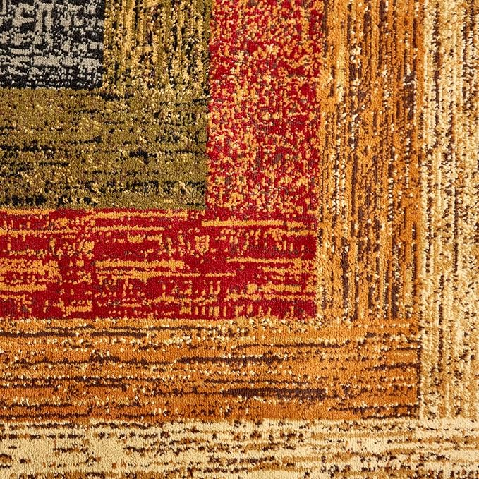 Home Dynamix Vega Modern Area Rug, Geometric Black/Brown/Red 5'2"X7'2"