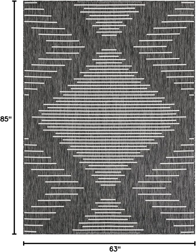 Unique Loom Outdoor Modern Collection Area Rug - Tambor (5' 3" x 7' 1" Rectangle Charcoal Gray/Ivory)