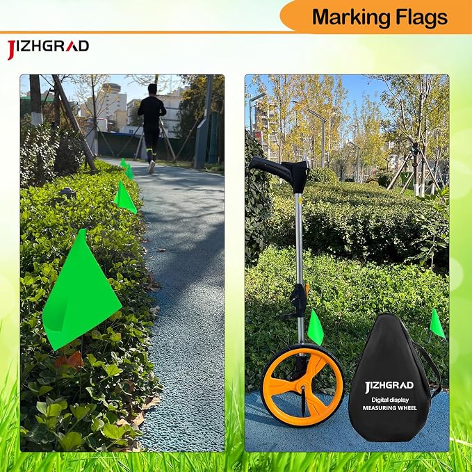 100Pack Green Marking Flags, JIZHGRAD 16x4x5 Inch Marker Flags Use for Yard & Lawn, Boundary & Dog Training, Survey & Landscape, Sprinkler & Surveyor, Garden & Construction, High Visibility, Sturdy, Versatile, UV & Weather Resistant