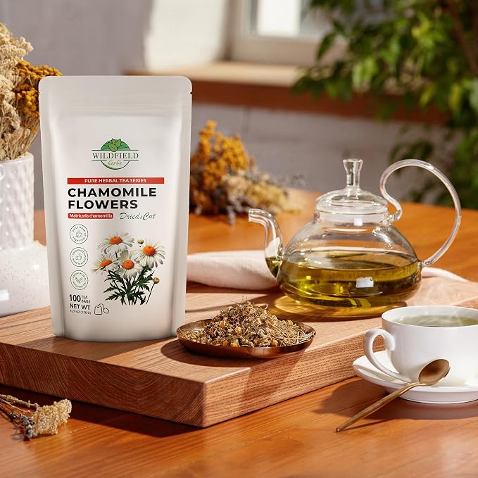 50 Bags Chamomile Flowers Herbal Tea (Matricaria Chamomilla) - 50 Count 1.5g Bags Dried Chamomile Flower Herb Tea