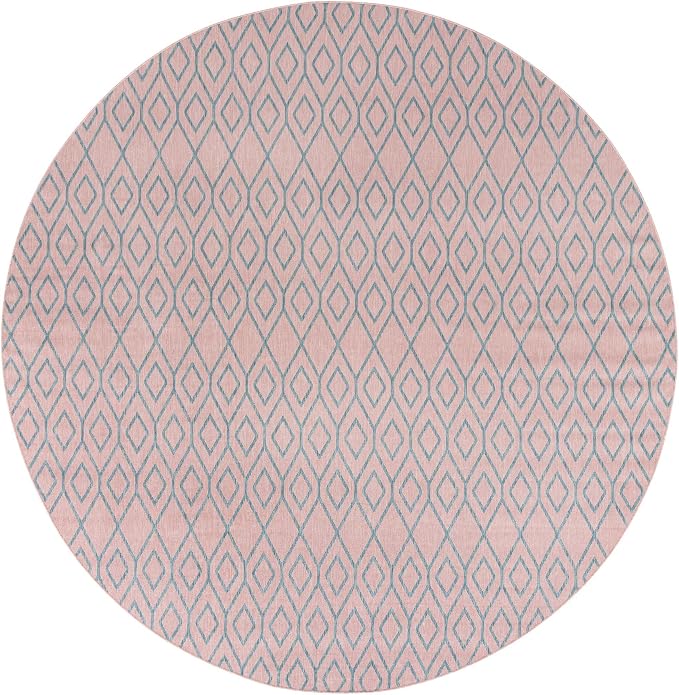 Jill Zarin Outdoor Collection Area Rug - Turks and Caicos (13' Round Pink and Aqua/Light Blue)