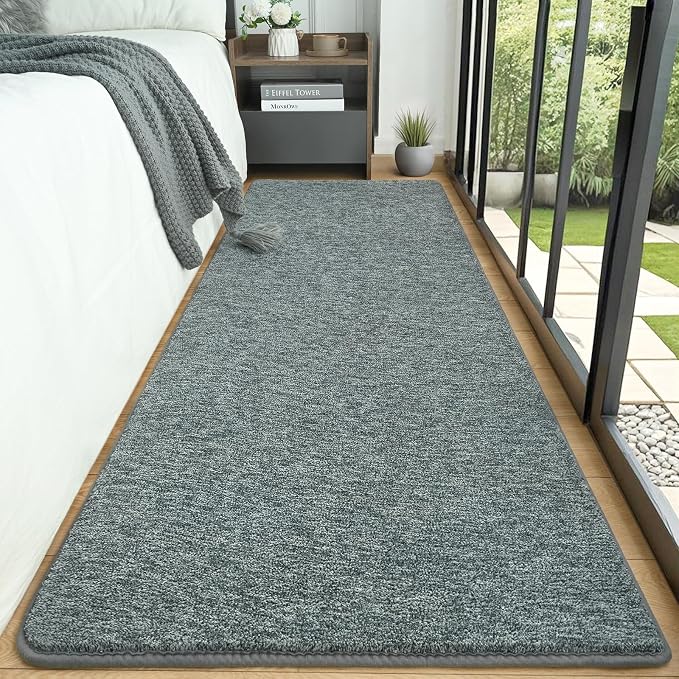 AROGAN 2x6 Runner Rug for Hallway, Long Runner Rugs Non Slip, Grey & Green | Soft Washable Memory Foam Carpet for Bedroom, Non Slip Backing Runners Rug for Hallways, Kitchen, Bathroom, Entryway Home