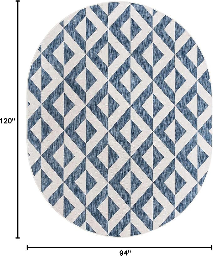 Unique Loom Jill Zarin Outdoor Collection Area Rug - Napa (7' 10'' x 10' Oval, Blue/ Ivory)
