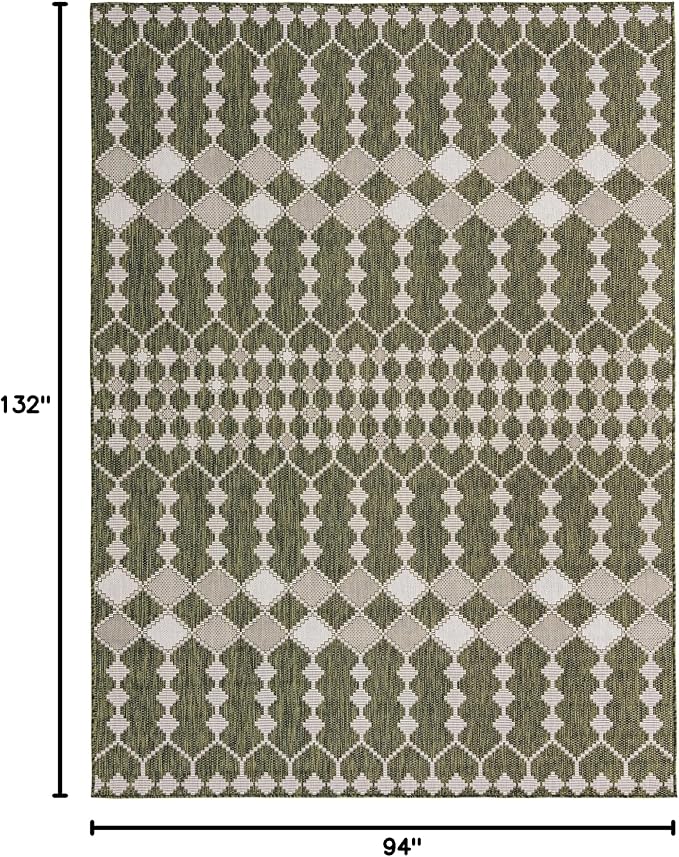 Unique Loom Outdoor Trellis Collection Area Rug - Traliccio (7' 10" x 11' Rectangle, Green/ Ivory)