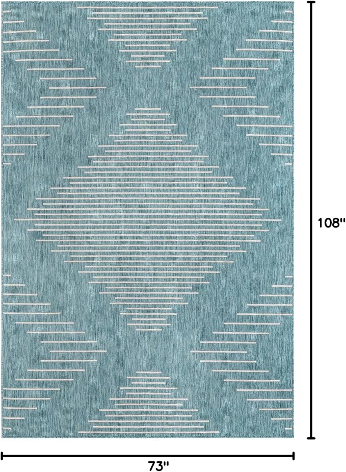 Unique Loom Outdoor Modern Collection Area Rug - Tambor (6' 1" x 9' Rectangle, Light Aqua/ Ivory)