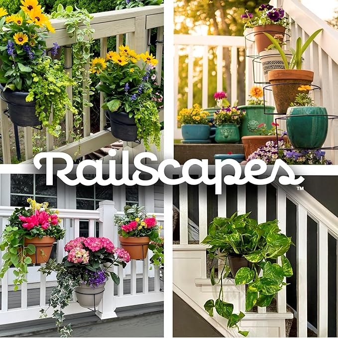 Bloem RailScapes Adjustable Floating Planter Hanger, Fits 1.25”-1.5” Balcony Railing Spindles, 3-Pack