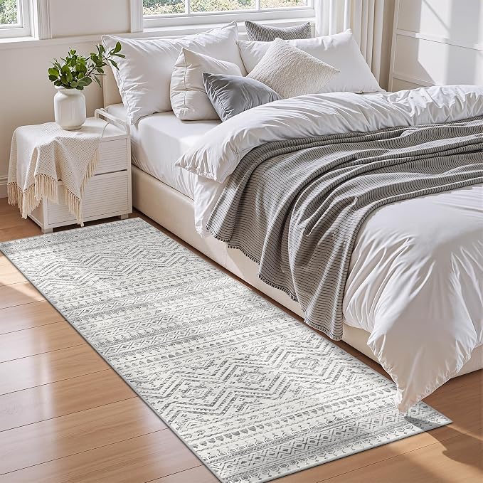 Miukiki Washable 2x6 Runner Rug Hallway Non Slip Kitchen Runner Grey | Machine Washable Long Floor Runner for Hallway Entryway Laundry Room Living Room Bedroom, Stain Resistant Indoor Carpet 2'x6'