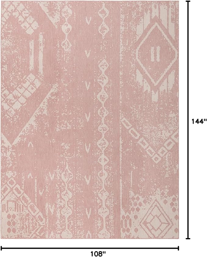 Unique Loom Outdoor Bohemian Collection Area Rug - Anthro (9' x 12' Rectangle, Pink/ Ivory)