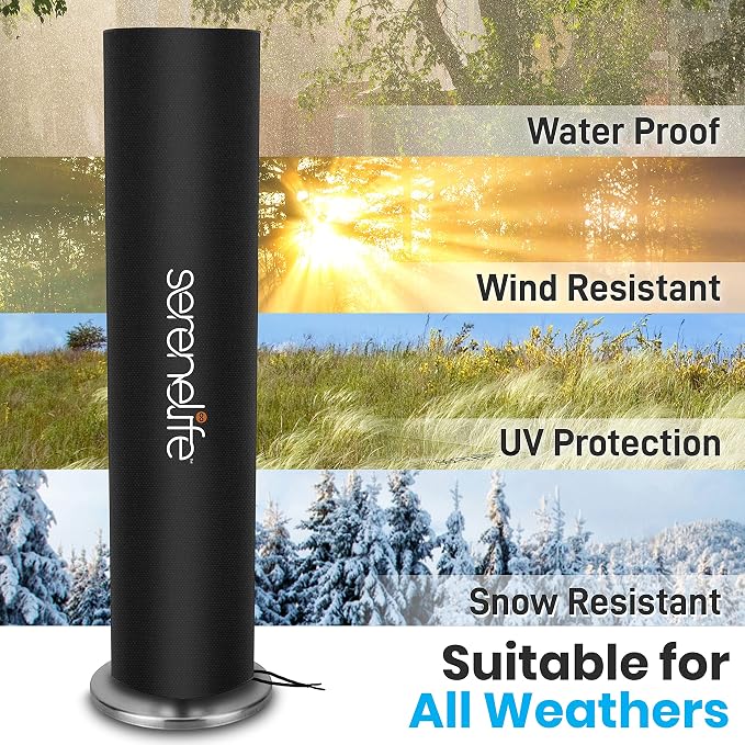 SereneLife Patio Heater Cover for SLOHT44 Infrared Outdoor Electric Space Heater, Heavy Duty Propane Heater Cover, Durable, Tearproof Waterproof Dustproof, Wind/Sunlight/Snow Resistant