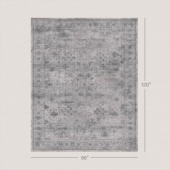 Modern Cement Grey 8x10 Large Area Rugs for Living Room, Minimalist Neutral Abstract Distressed Washable Ultra Soft Rug for Bedroom Under Bed, Stain Resistant Low Pile Anti-Slip