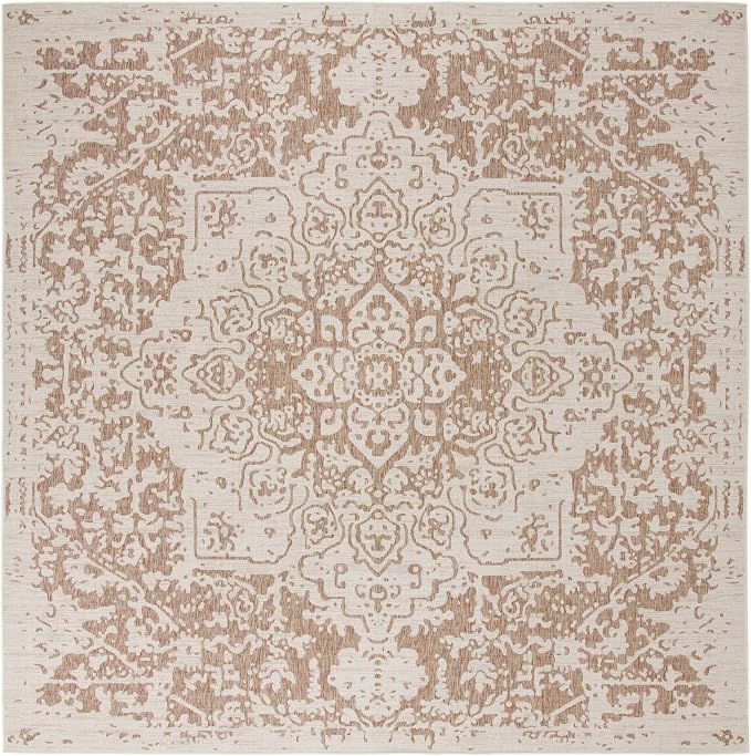 Unique Loom Jill Zarin Outdoor Collection Area Rug - Dubai (13' Square, Beige/ Brown)