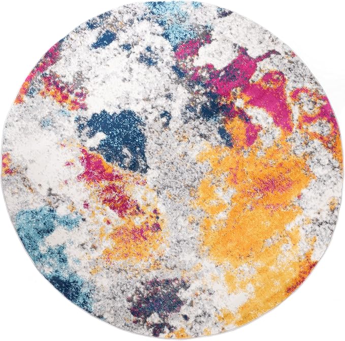 Rugshop Sky Collection Modern Abstract Round Rug 6'6" (6' 6" Diameter) Multi