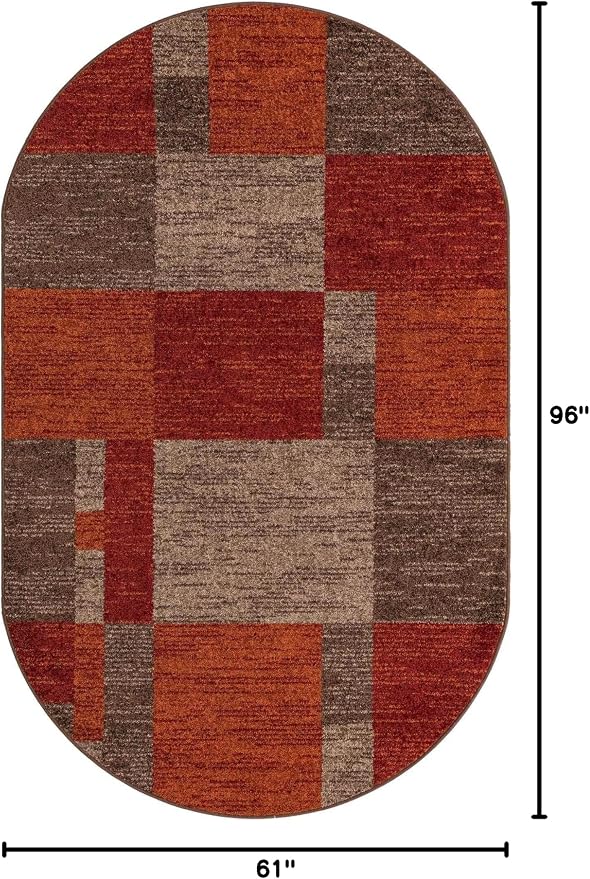 Unique Loom Autumn Collection Area Rug - Providence (5' 1" x 8' Oval, Multi/ Beige)