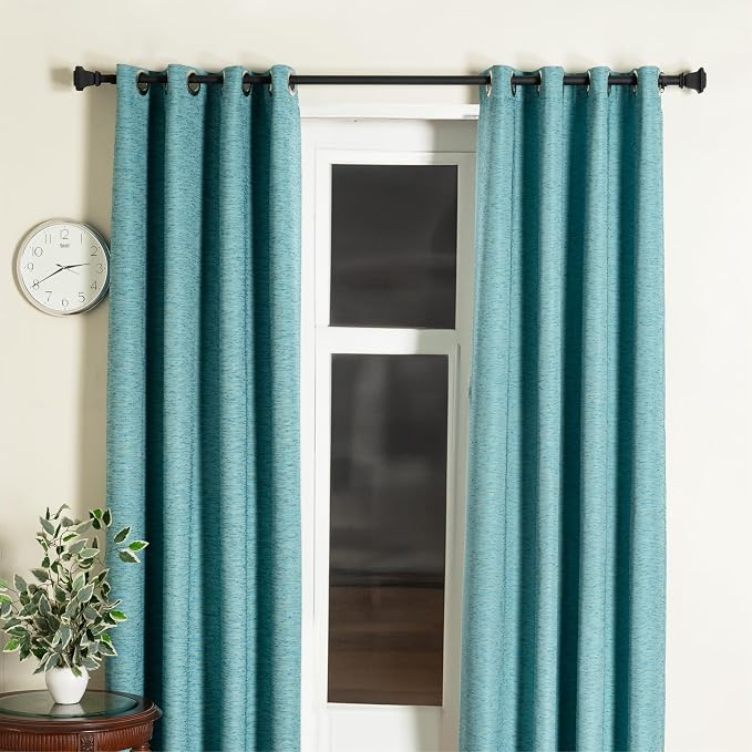 Deco Window Curtain Rods for Windows 44 – 120 Inch, 1 Inch Heavy Duty Extendable Metal Drapery Rod, Adjustable Curtain Rod with Decorative Quatro Finials for Living Room Bedroom, Dark Stone