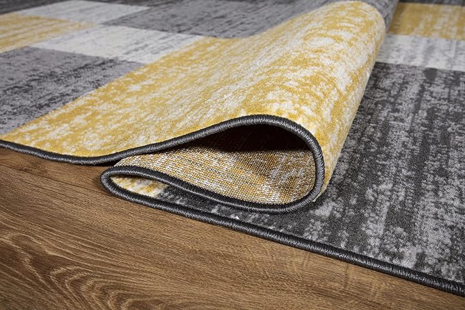 Rugshop Oslo Modern Geometric Fade-Resistant Runner Rug Yellow 2' x 7' | Rectangular, Size 2' x 7', Living Room, Bedroom, Dining Room, Home Office, Kitchen, Entryway, Hallway, Nursery, Kids Room