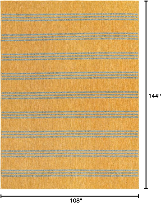 Unique Loom Outdoor Collection Area Rug - Anguilla (9' x 12' Rectangle, Yellow and Aqua/Light Blue)