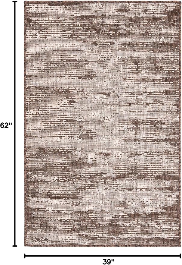 Unique Loom Outdoor Modern Collection Area Rug - Cartago (3' 3" x 5' 2" Rectangle, Brown/ Ivory)