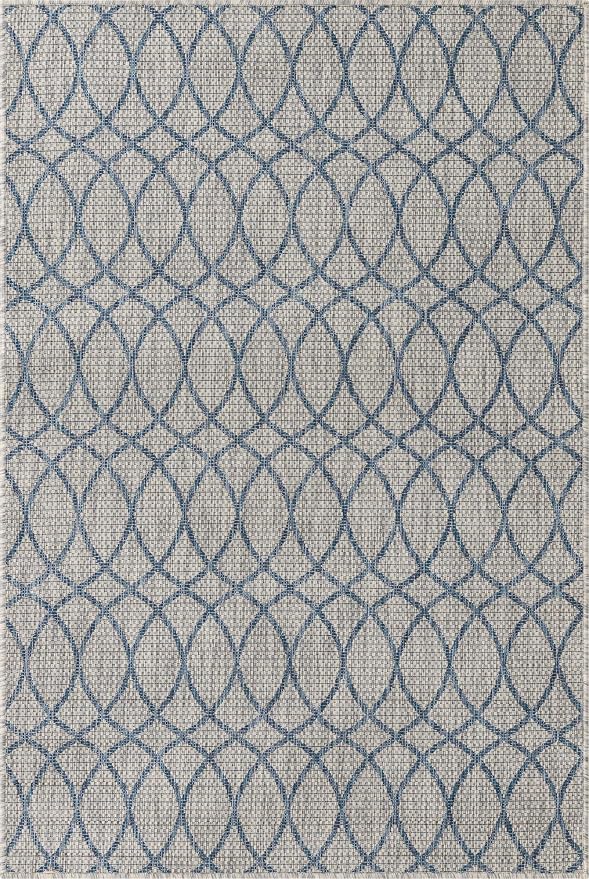 Unique Loom Outdoor Trellis Collection Area Rug - Gitter (4' 1" x 6' 1" Rectangle, Gray Blue)
