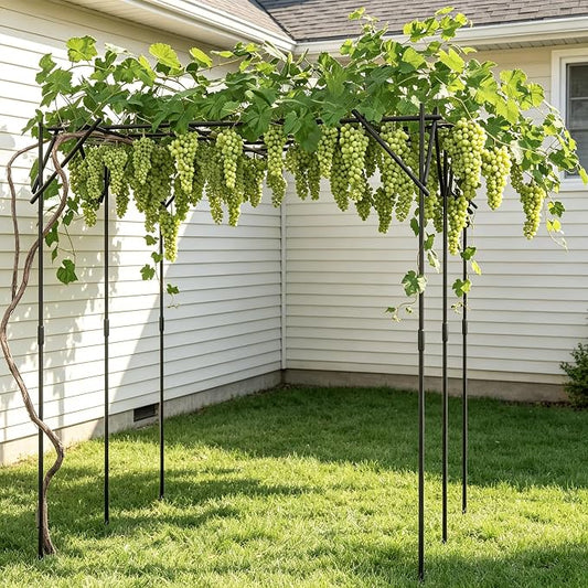 Patikuin Heavy-Duty Flat Top Garden Trellis for Climbing Plants, 80" Square Dome-Style Grape Growing Frame, Plastic Garden Arch for Weddings, Parties & Lawn Decor