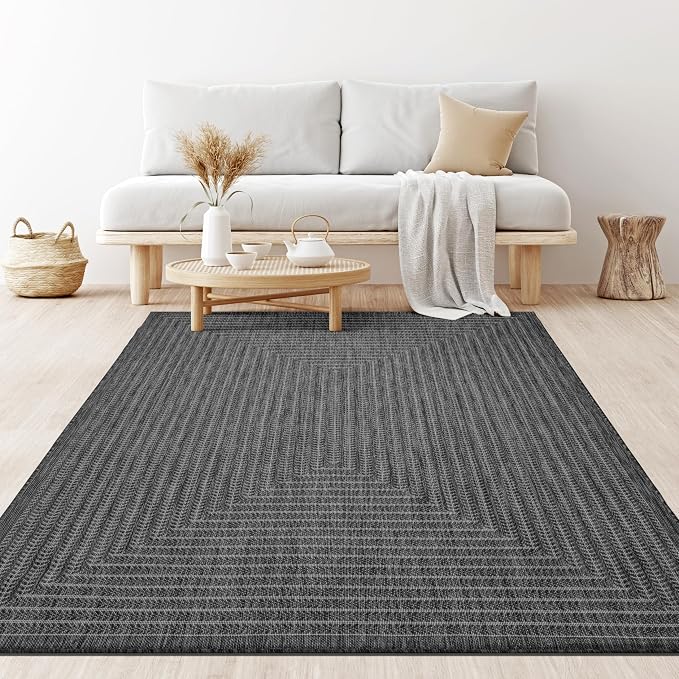 Adiva Rugs Outdoor Indoor Area Rug, Weather Resistant, Easy to Clean, Stain Resistant Floor Mat for Dining Room, Backyard, Deck, Patio (Pebble Weiss, 2' x 3')