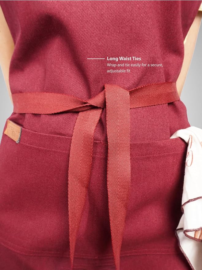 100% Cotton Kitchen Apron with 2 Pockets – Adjustable Chef Apron for Cooking Baking BBQ – Unisex Apron
