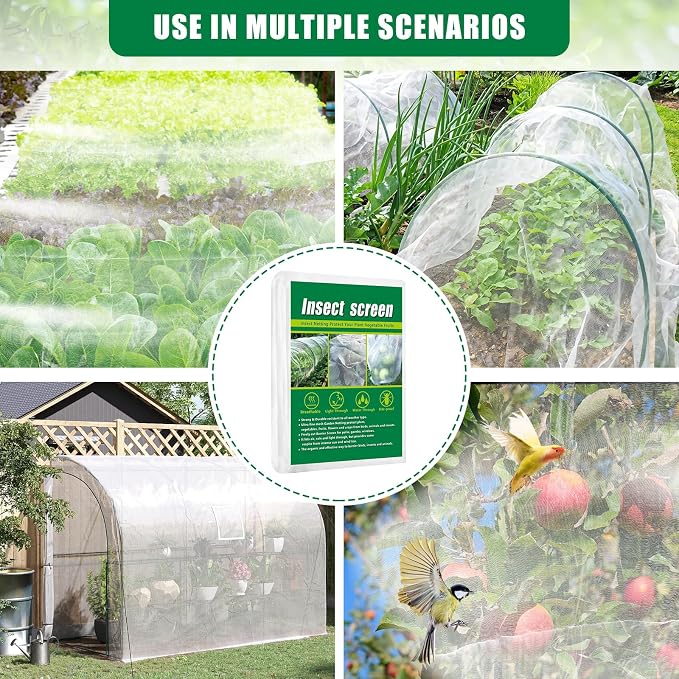 10 X 50 FT Garden Mesh Netting Pest Barrier for Raised Beds, Fruit Tree Netting for Cicadas, Bird Insect Nettings for Gardening, Blueberry Bush Strawberry Nettings Cover for Garden Protection